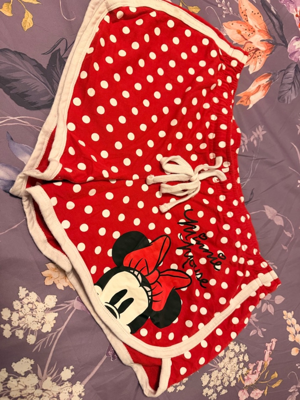 Disney Minnie Mouse Red Polka Dot Lounge Shorts with White Dots